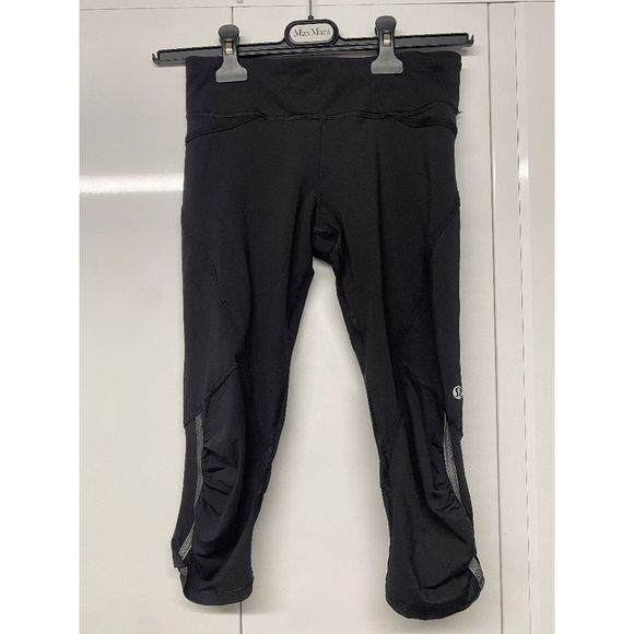 Lululemon Athletica Run Pace Crop Ruched Black Leggings Athletic, Size 4 - Picture 3 of 7